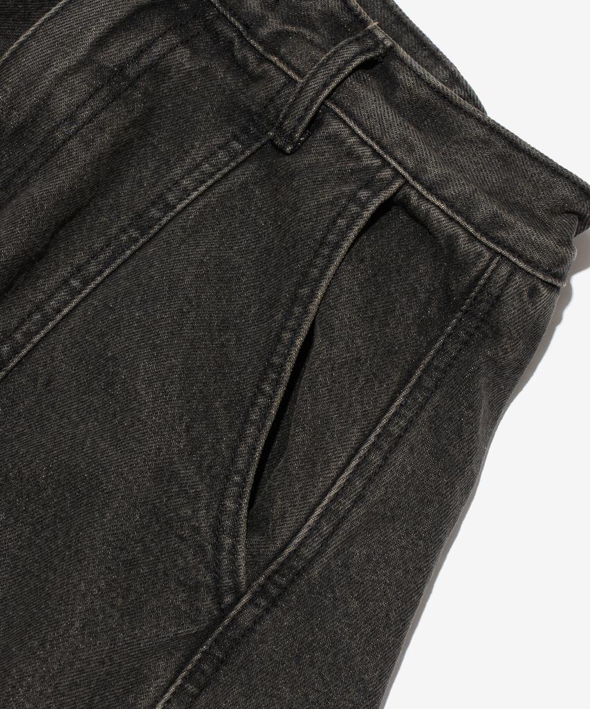 CARGOBROS Curved Line Washed Denim Pants (Black)