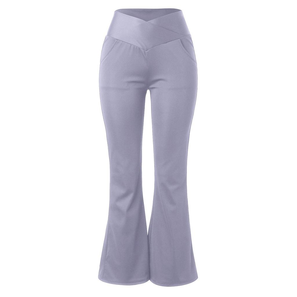 Women's Cross Waist Yoga Flare Pants - High Waist, Hip-Lifting, Abdomen Control, Elastic Wide-Leg Athletic Wear