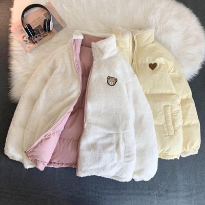 Женское зимнее хлопковое пальто, мягкая толстая плюшевая подкладка, воротник-стойка, защита шеи, длинный рукав, однотонная застежка-молния, теплые ветрозащитные карманы