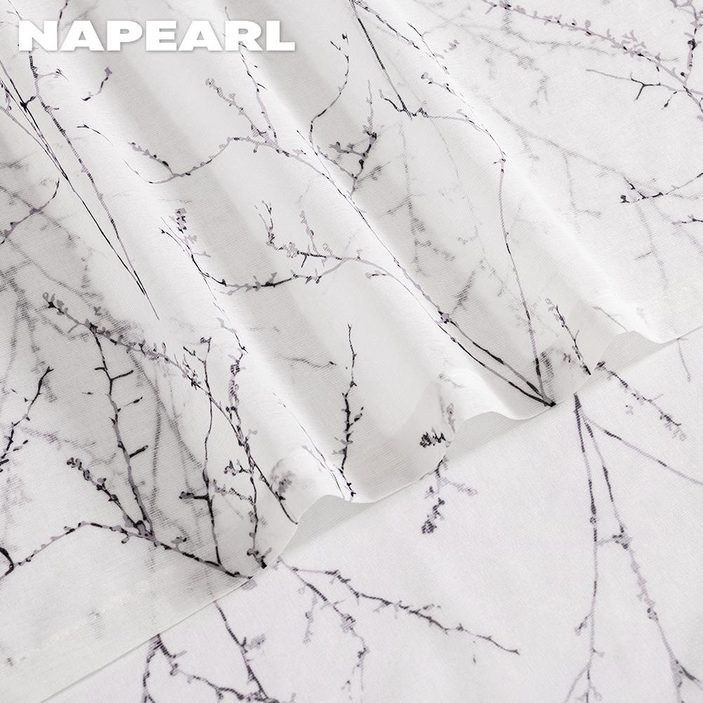 1 шт. NAPEARL Прозрачная дверная штора с растительным узором, простая штора с карманной лентой для кухни, спальни, гостиной, домашнего декора