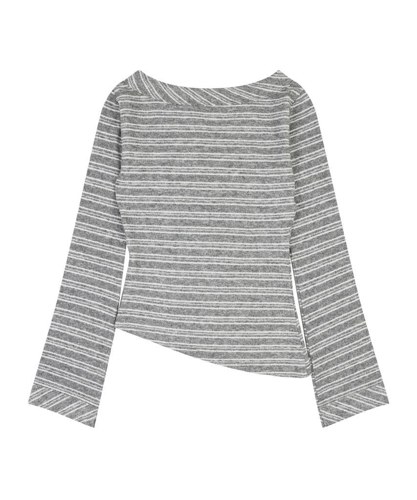 ORDINARY HOLIDAY Stripe V Neck T-Shirt [Gray]