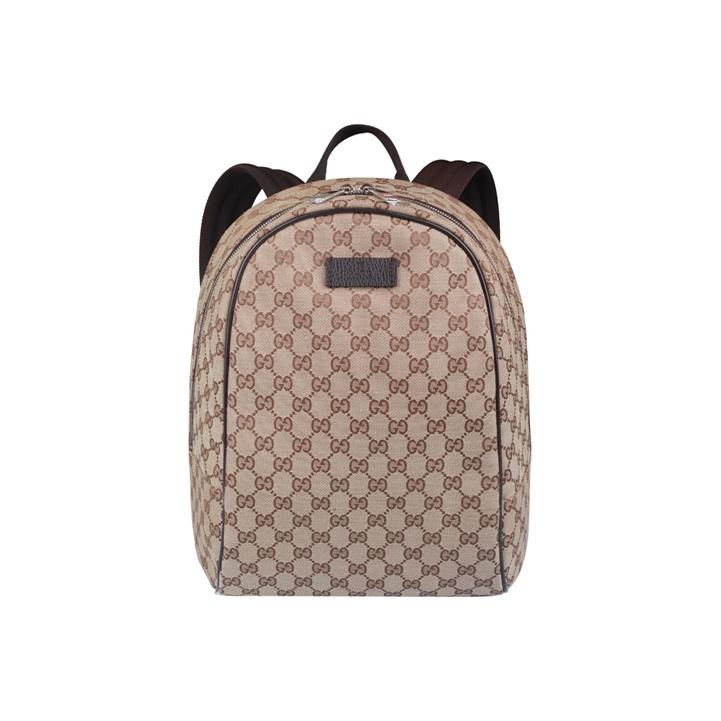 Gucci Vintage Logo Fabric And Leather Backpack Unisex Backpacks Ebony Brown 449906-KY9NN-9873