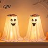 Realistic Spooky Party Decorations Halloween Ghost Candy Bowl Stand with Remote Control, Large LED Lighted Creative Holiday Table Centerpiece