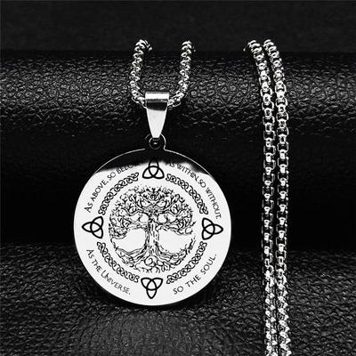 Иггдрасиль Древо жизни ожерелье из нержавеющей стали кулон компас викингов кельтское скандинавское генеалогическое древо ювелирные изделия с рунами