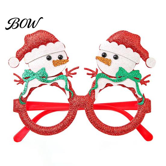 Santa Claus Party Glasses Christmas Glasses, Glitter Holiday Frames, Hat Tree Snowman Bear Funny Eyeglasses for Favors Gingerbread Man