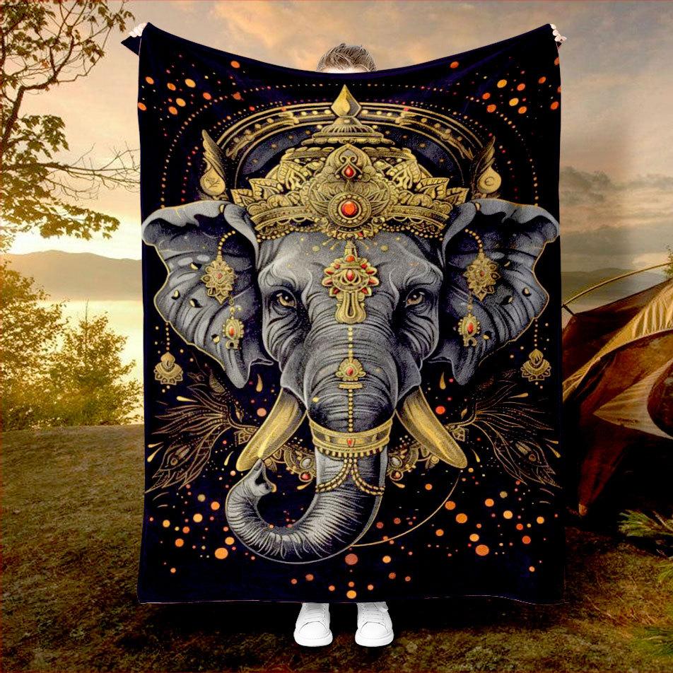 Elephant pattern Printed Blanket for Sofa Bed Travel Camping Living Room Office Conditioning Blanket for All Seasons Gifts