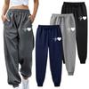 ECG Heartbeat&Love Symbol Printed Women's Jogging Pants, Loose Casual Sports Pants, Comfortable Elastic Waist Design