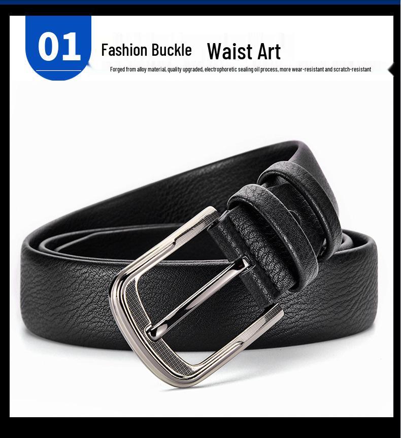 Мужской ремень из натуральной кожи с пряжкой-штифтом, узор личи, ширина 3,8 см, модный и универсальный для джинсов