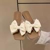 Bow Slippers Women's Summer Wear New Fashion Home Flat Bottom Non-slip Soft Bottom One-word Sandals