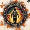 DORA Tin Sign American Firefighter Patriotic Metal Sign First In Round Wall Decor
