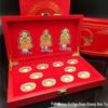 Набор ornaments Фукурокудзю с золотой фольгой: Трехликий Бог Богатства с Драконом, Фениксом и Золотыми Слитками для Благоприятного Домашнего Декора