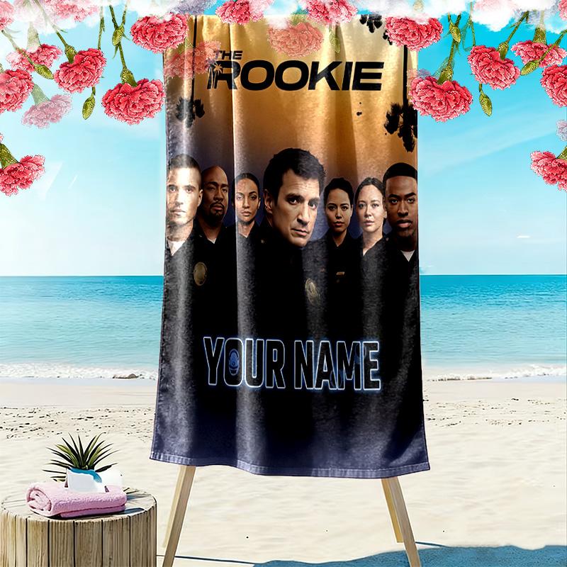 The Rookie Custom Name Print Beach Towel Large Soft Quick Dry Towel For Beach Camping Swimming