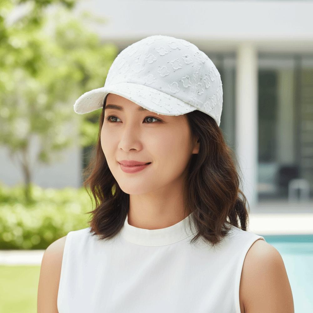 Цветочная кружевная бейсболка Дышащая сетка Блестящие стразы Кружевной козырек Мягкая ткань Сквозная конструкция Шляпа от солнца Модная женская