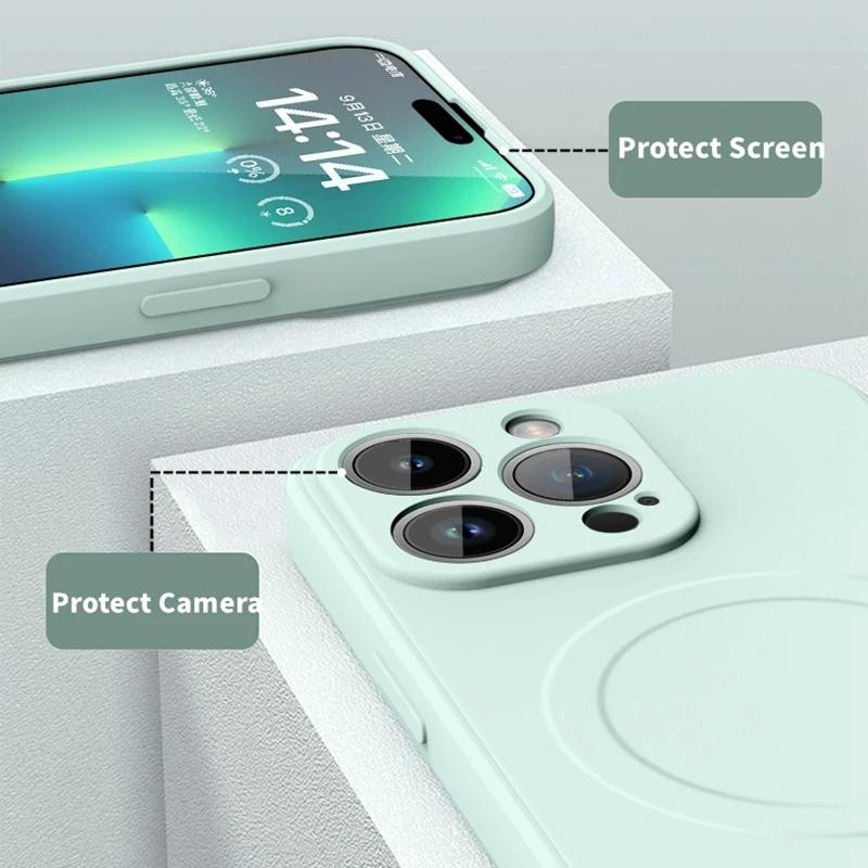 Оригинальный жидкий силикон для магнитного чехла Magsafe для iPhone 16 15 13 12 11 14 Pro Max с беспроводной зарядкой, матовый цветной мягкий чехол
