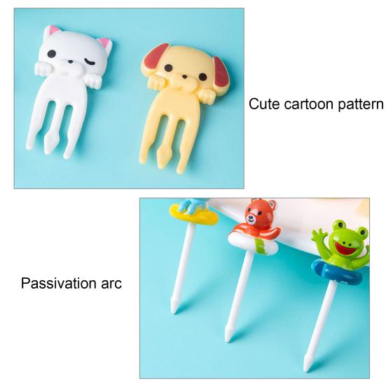 1 Set Fruit Fork Cute Cartoon Non-slip Reusable Easy To Clean Decorative Plastic Snack Cake