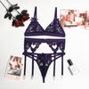 Эротическое нижнее белье, женское разноцветное сексуальное кружевное нижнее белье на подтяжках с бантом и узлом, комплект из трех предметов