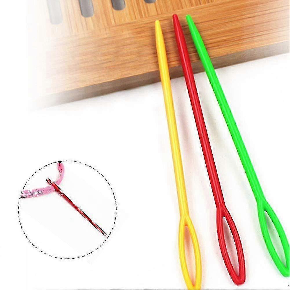 100 plastic sewing needles, big-eyed children's sewing needles, 7cm/2.7inch hand sewing needles, training needles