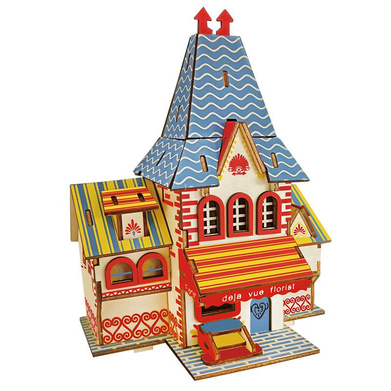 Деревянный 3D-пазл, сборка, модель здания, подросток, сделай сам, стиль, коттедж, развивающие игрушки, маленькие строительные игрушки для дома