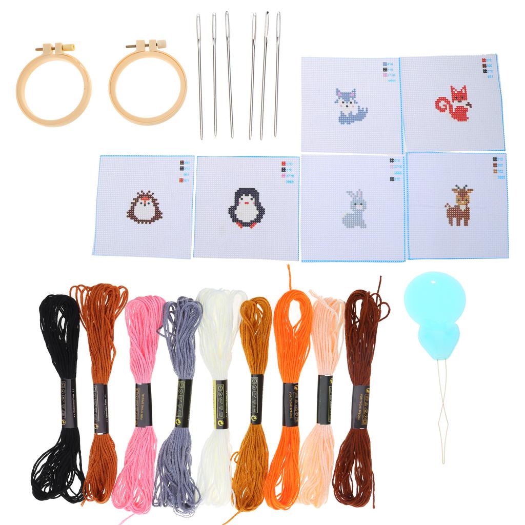 Наборы для вышивки крестиком с узорами животных, пяльцы для вышивания, стартовые наборы для вышивания для начинающих взрослых любителей рукоделия