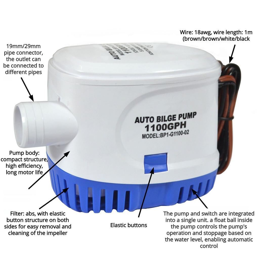 Marine Water Pump Small Bilge Pump 12V24V For Yacht Boat Motor Seaplane Houseboat Pump Bilge Automatic Drainage Pump