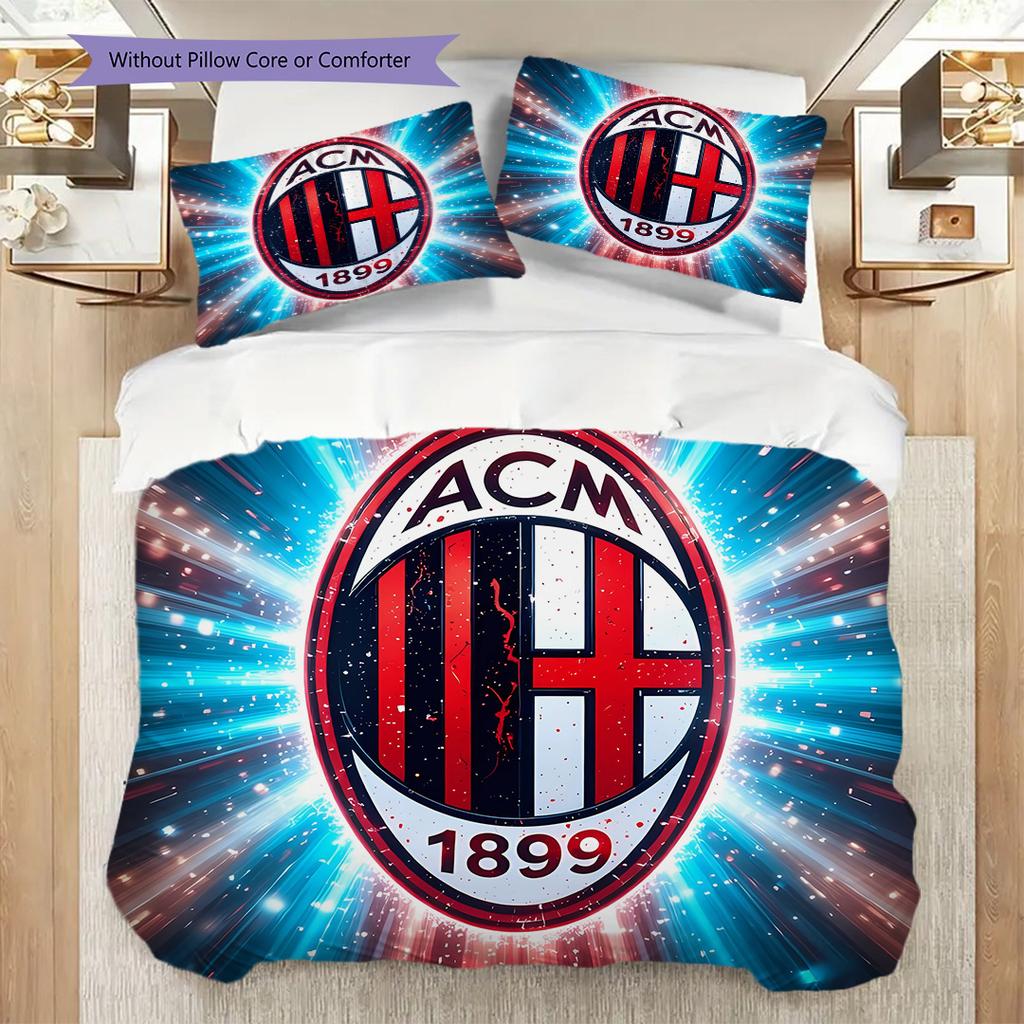 AC Milan Pattern Bedding Quilt Set Quilt Cover Pillowcase Home Decoration Birthday Gift (1 * duvet cover + 2 * pillowcase, without core)