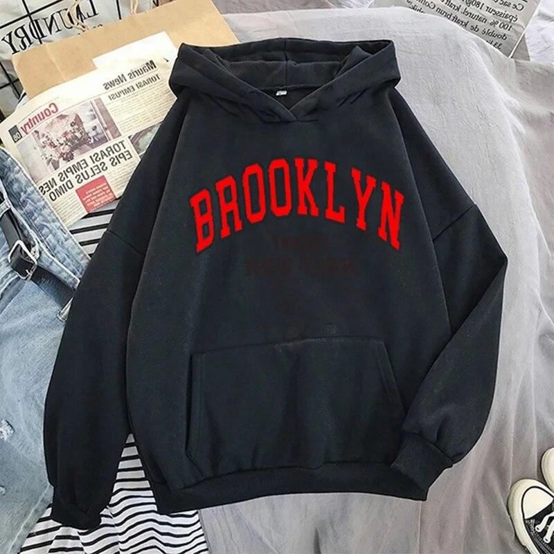 Толстовка с буквенным принтом Boston Brooklyn, модное пальто унисекс, большие толстовки с капюшоном в Нью-Йорке, женская толстовка унисекс, одежда Brooklyn