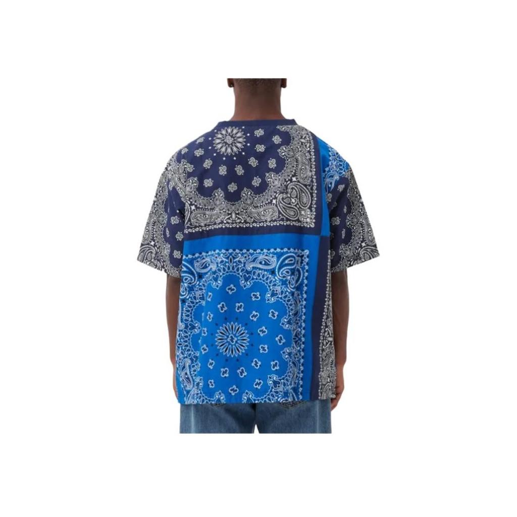 Vans X Bedwin Collaboration Cashew Flower Color Block Sports Crew Neck Short Sleeve T-Shirt Men Tops Blue VN0A4VLNZE5