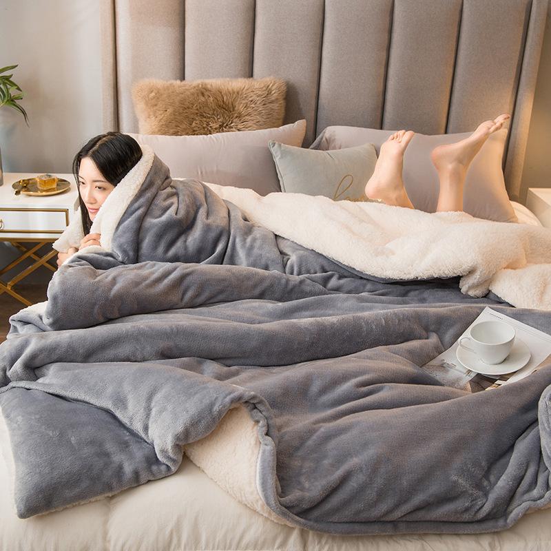 Шерстяное одеяло, сохраняющее тепло, зимние одеяла, двухстороннее королевское пододеяльник, покрывало для кемпинга, покрывало на кровать
