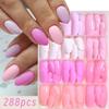 288pcs Solid Color Press On Nails Matte Finish Acrylic Fake Nails Hot Nail Tips  Daily Wear