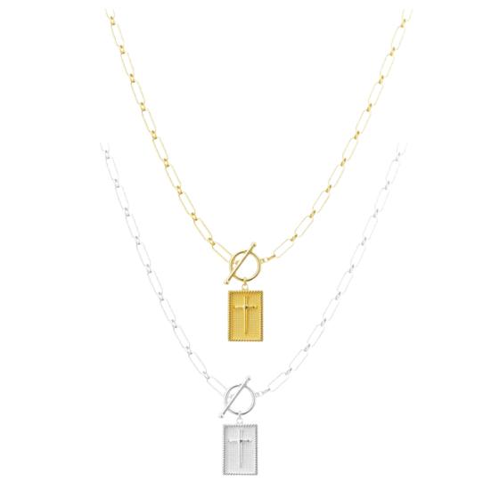 Ожерелье с крестиком, цепочка «панцирь», модное изящное ожерелье с подвеской