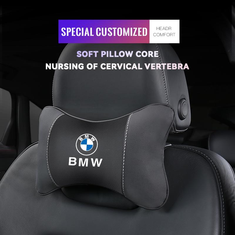 Car Neck Pillow Leather Breathable Soft Headrest stickers For BMW 50th F30 F40 F10 E90 X2 F20 E60 E87 M E92 X3 X1 X6 E30 E34 E61 YA1