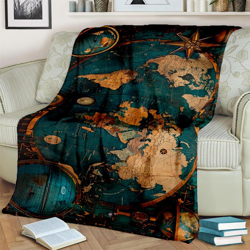 29 Style New Retro Marine Nautical Chart Compass Map Blanket,Soft Throw Blanket for Home Bedroom Bed Sofa Travel Office Cover