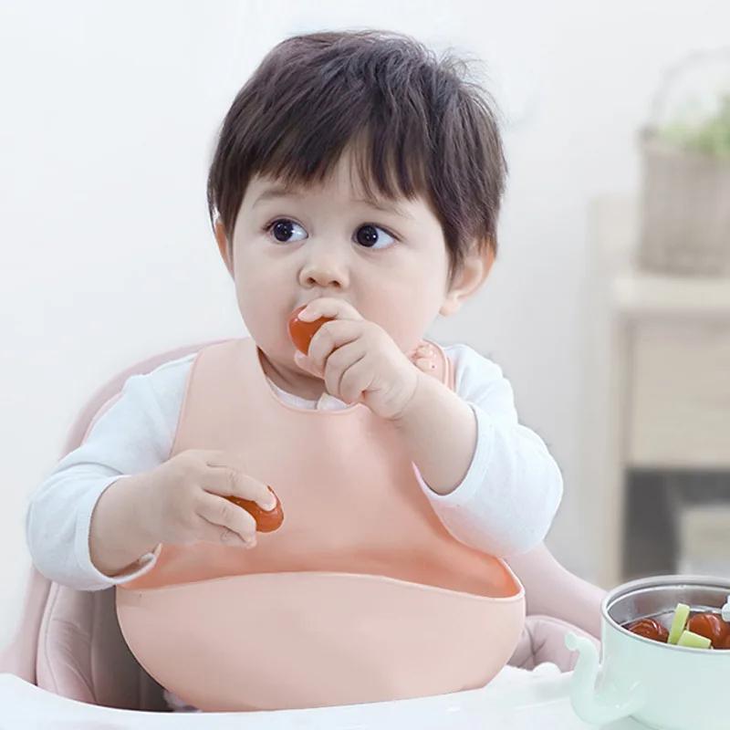 Детские силиконовые нагрудники для младенцев, водонепроницаемый нагрудник, однотонный, для девочек и мальчиков, регулируемый, мягкий силиконовый нагрудник, детские принадлежности для кормления новорожденных