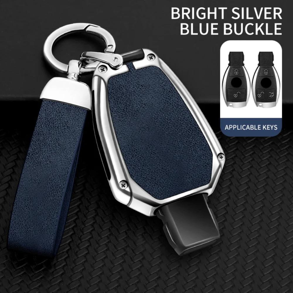 Leather Car Metal Key Case Cover Shell for Mercedes Benz A B C E Class GLS GLA GLK GLC CLS CLA AMG W204 W205 W212 W463 W176