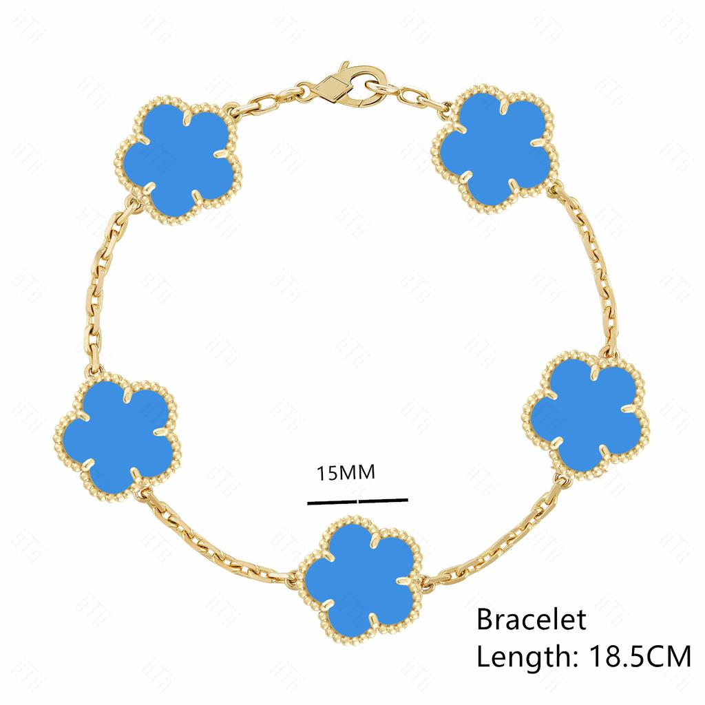 High-quality Fashion Brand Gold Silver Lucky Flower Clover Mother-of-pearl Bracelet Women's Natural Gem Hot Sale