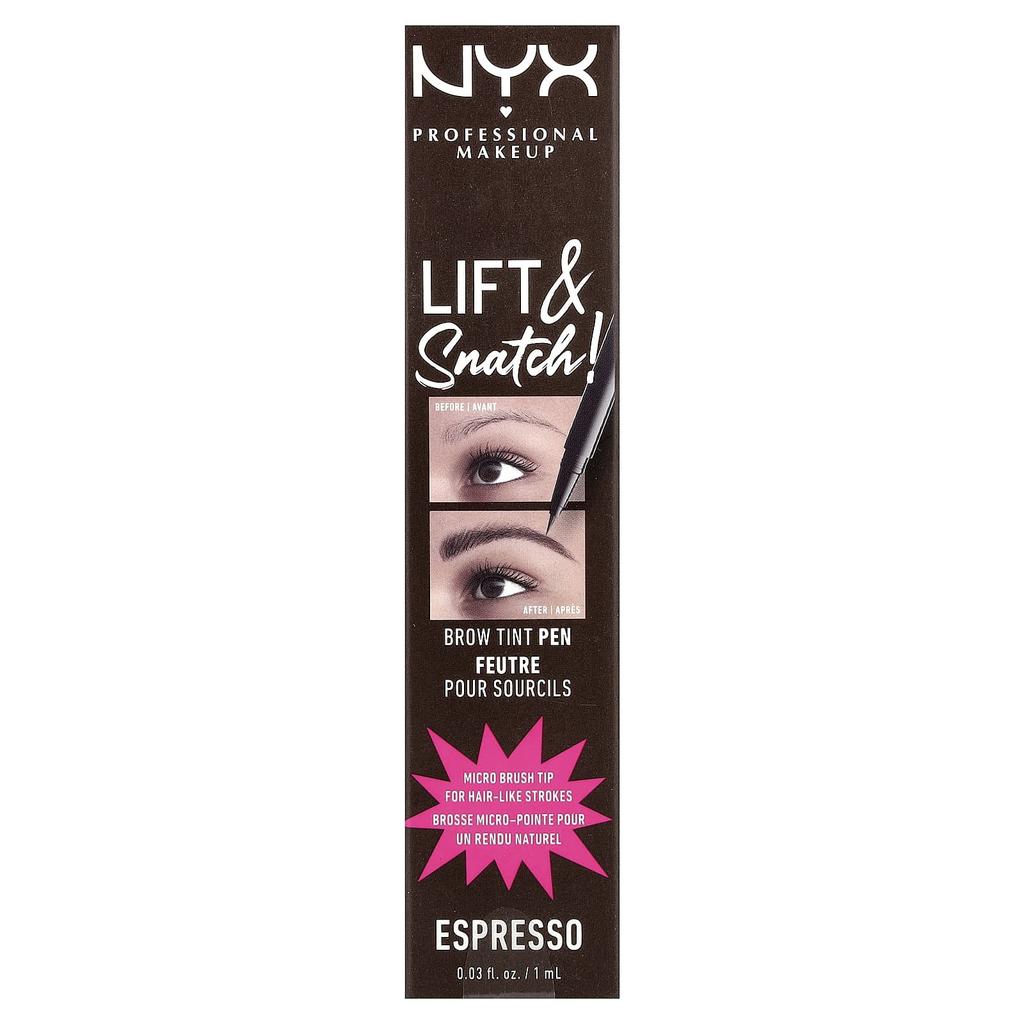 NYX Professional Makeup, Lift & Snatch! Brow Tint Pen, 08 Espresso, 1 ml (0.03 fl oz)
