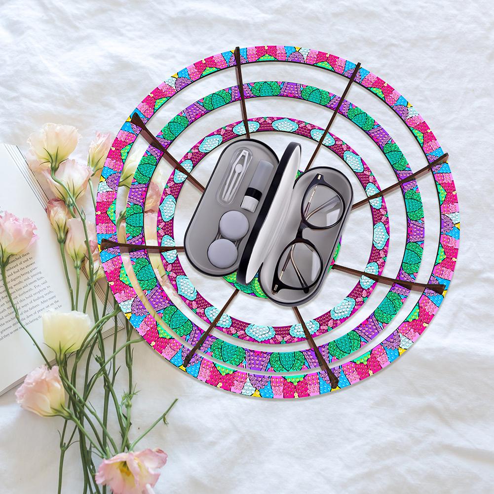 Flower Diamond Painting Wooden Serving Tray Decorative Diamond Painting Dinner Plate Tray Good for Parties Or Bed Food Tray