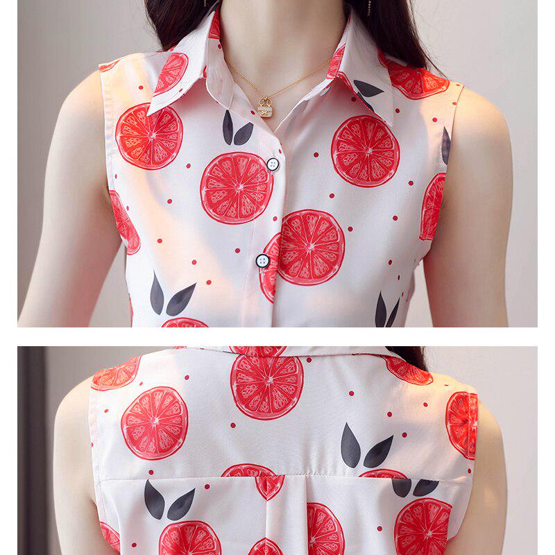 Летняя шифоновая рубашка без рукавов для женщин, повседневный кардиган больших размеров, женская блузка с принтом, женская
