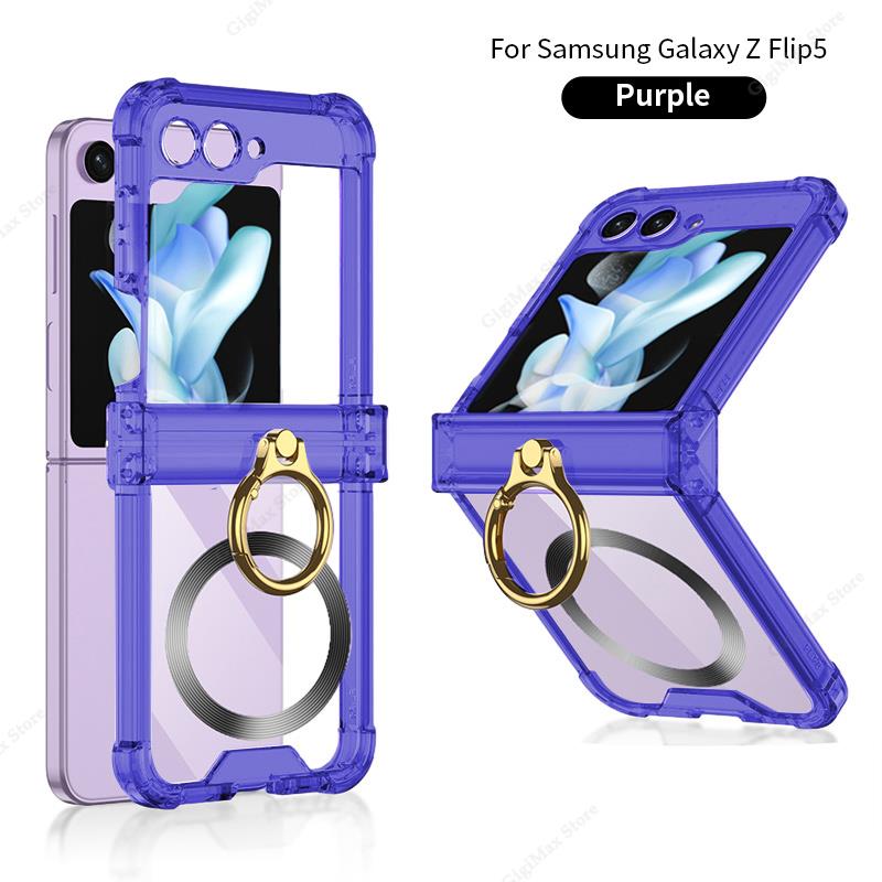 Wireless Charging Case For Samsung Galaxy Z Flip 5 Flip5 Clear Soft Cover For Samsung ZFlip5 Z Flip5 Funda Case Protective Coque