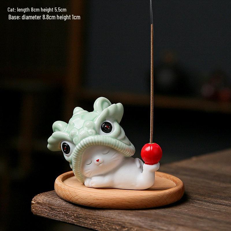 Керамический Держатель для благовоний в виде кота: Милый ornament-питомец «Танец льва» для декора дома.