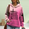 Womens Fashion Pink Cross Letter Print Loose Hoodie Tops Blouse Sweatshirt Casual Long Sleeve Pullover Tops