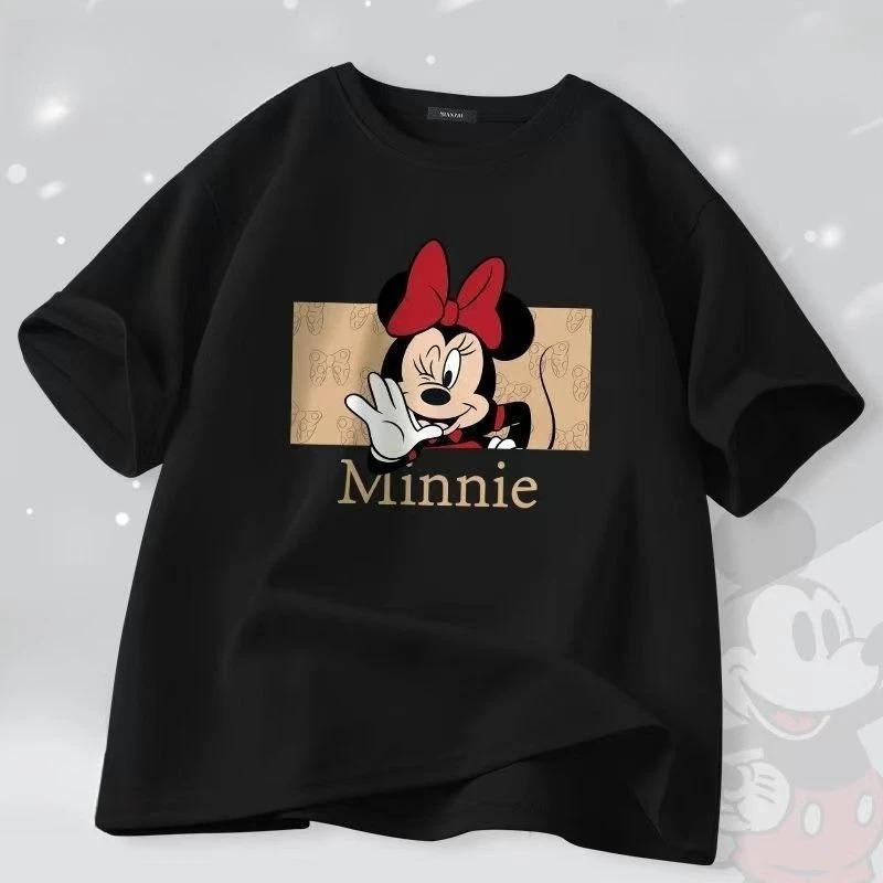 Дисней Ретро Рамка Минни Маус Унисекс Футболка Оверсайз Повседневная С Коротким Рукавом Топ Модный Удобный Известные Футболки