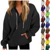 Women's Casual Fashion Long Sleeve Solid Color Button Pullover Hoodies Sweatshirt Top