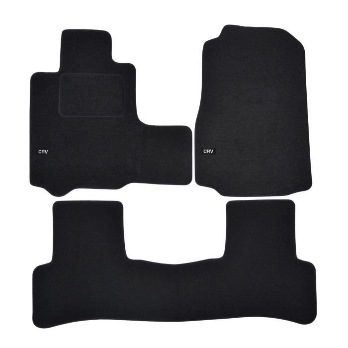 Tapis de sol - Logo - Honda CRV - Velours noir - 4 pièces - Antidérapant - Sur mesure
