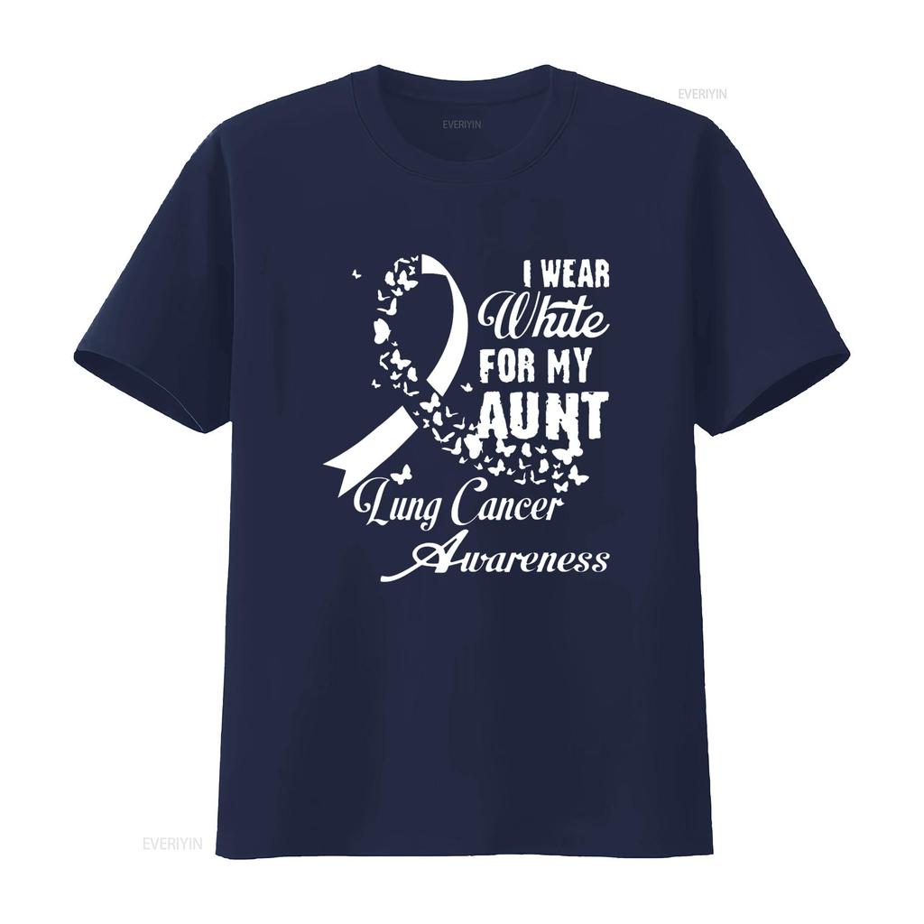 Женская футболка I Wear White For My Aunt Family Lung Cancer Awareness Month Черная 3XL Винтажная стирка homme Повседневная