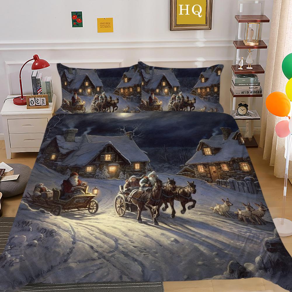 Christmas New Style Printed Full Size Bed Clothes Microfiber Highend Duvet Cover Children Bedroom Decor