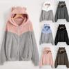 Women's Long Sleeve Fleece Solid Sweatshirt Warm Bear Shape Zipper Fuzzy Hoodie Coat