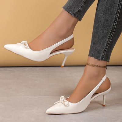 Женская обувь 2025 новый острый носок тонкий каблук задний ремешок бант модные босоножки на высоком каблуке