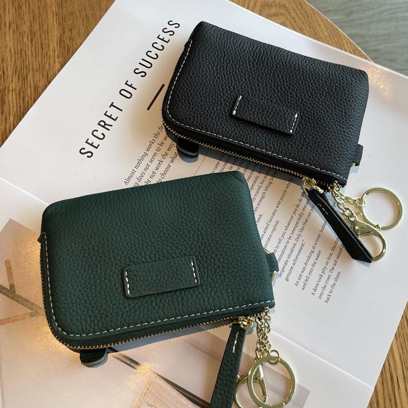 Европейский и американский женский кошелек из натуральной кожи: Модный клатч-кошелек на молнии с брелком для ключей
