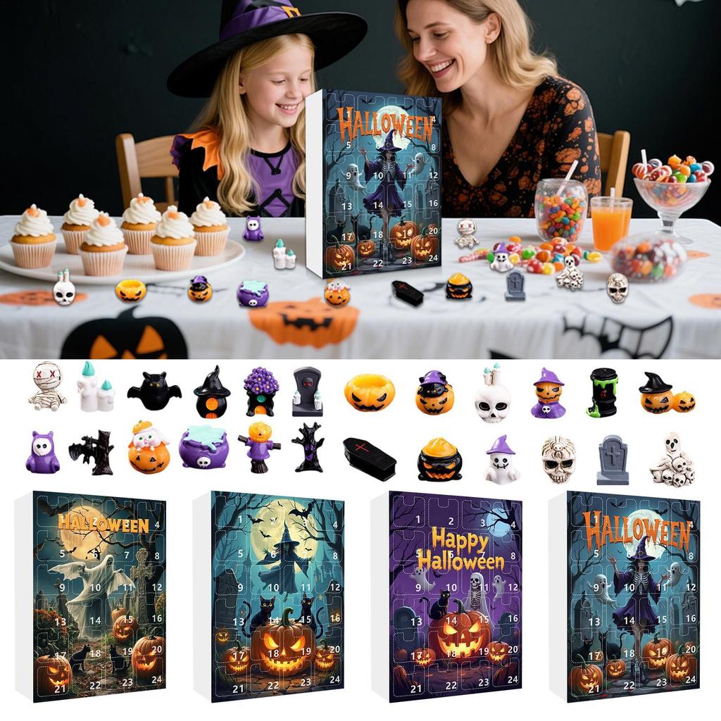 Halloween Figurine Advent Horror Season Advent Countdown Calendar 24 Days Resin Spooky Figurine For Halloween Desktop Windowsill